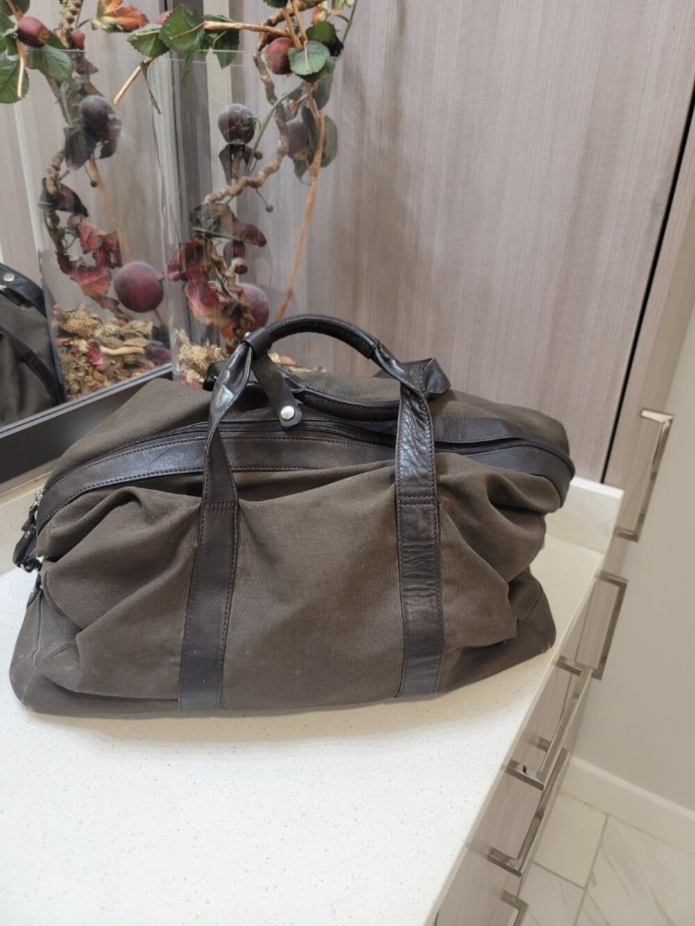 Cutter & Buck Small Soft Travel Satchel Brown Tote Bag